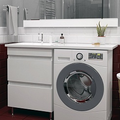 Stella Polare Тумба с раковиной Мадлен 110 L под стиральную машину белая – фотография-2